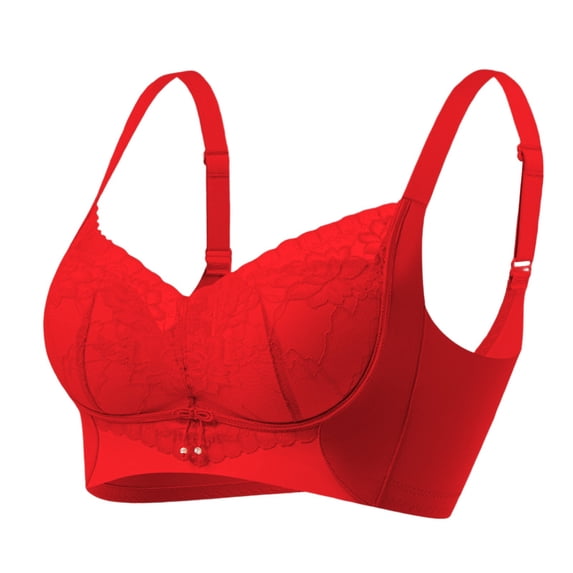 Gytharion Women's Lace Spliced Bras Wire Free Push Up Breathable Adjustable Straps Bras Solid Color Comfort Soft Everyday Bras