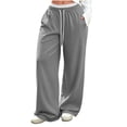 thumbnail image 1 of Gytharion Women's Lace Trim Sweatpants Solid Color Straight Leg Loose Casual Track Pants with Pockets Drawstring Elastic High Waist Joggers, 1 of 7