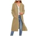 thumbnail image 1 of Gytharion Women's Long Hooded Sweatshirts Fashion Casual Full Zip Up Drawstring Hoodie Fall Winter Lightweight Cozy Long Sleeve Sweatshirt Coat, 1 of 4