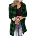 thumbnail image 1 of Gytharion Women's Long Shacket Jacket Lightweight Casual Long Sleeve Lapel Overcoat Loose Cozy Button Down Trench Coat Fashion Plaid Print Winter Outerwear with Pockets, 1 of 8