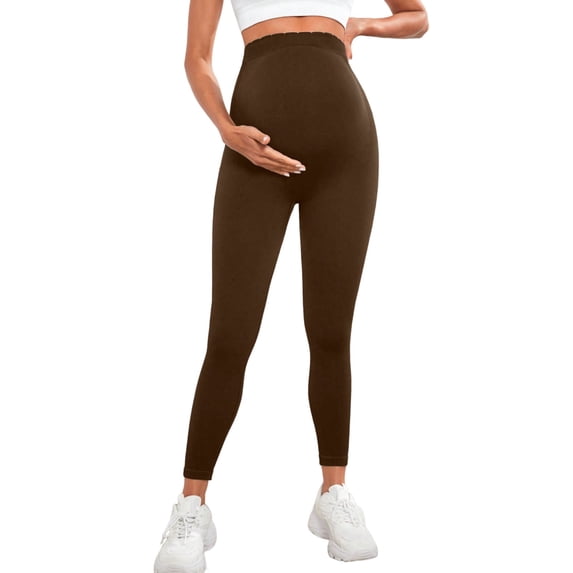 Gytharion Women's Maternity Leggings Fashion Solid Over The Belly Lounge Yoga Pants Soft Comfy Pregnancy Athletic Pants Stretch Slim Fit Pregnancy Workout Leggings for Women