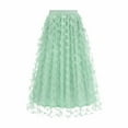 thumbnail image 1 of Gytharion Women's Maxi Skirts Trendy Solid Mesh 3D Butterfly Embellished Long Skirt Flowy A-Line Swing Elastic Waist Party Skirts for Women, 1 of 8
