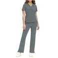 thumbnail image 1 of Gytharion Women's Medical Scrubs Sets 2 Piece Nursing Uniform Outfits Short Sleeve V-Neck Caregiver Tops and Side Split Pants Sets with Pockets, 1 of 6