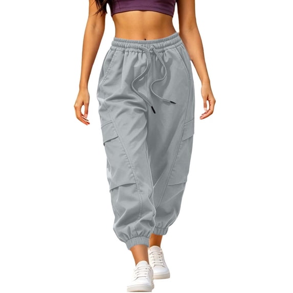 Gytharion Women's Multi Pockets Cuffed Sweatpants Solid Color Drawstring Elastic Waist Cargo Joggers Casual Fashion Track Pants with Pockets