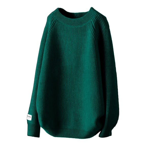 Gytharion Women's Oversized Sweaters Solid Color Crew Neck Long Sleeve Pullover Tops with Ribbed Hem and Button Cuffs Casual Knitwear Tops