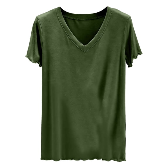 Gytharion Women's Pj T-Shirts Solid Casual V Neck Pajama Top Summer Light Loose Short Sleeve Sleep Shirt Soft Comfy Lounge Tees for Women