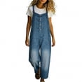 thumbnail image 1 of Gytharion Women's Plus Size Denim Jumpsuits Sleeveless Adjustable Straps Overalls Fashion Buttoned Pocketed Jumpsuits, 1 of 5