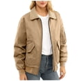 thumbnail image 1 of Gytharion Women’s Plus Size Fleece Jackets Zip Up Warm Lined Bomber Coats Turn Down Collar Long Sleeve Winter Jackets for Fall and Winter, 1 of 8