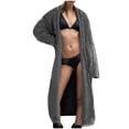 thumbnail image 1 of Gytharion Women's Plus Size Fringe Trim Knit Cardigans Maxi Length Oversized Loose Fit Casual Sweater Coats Fall and Winter Warm Layering with Side Pockets Frayed Hem Chunky Ribbed Knit Jackets, 1 of 4