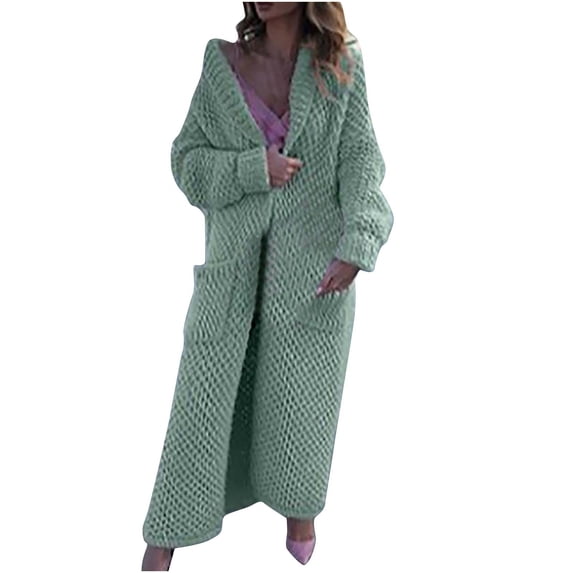 Gytharion Women's Plus Size Hooded Duster Knit Cardigans Open Front Long Sleeve Cardigan Sweaters with Pockets Long Cardigans