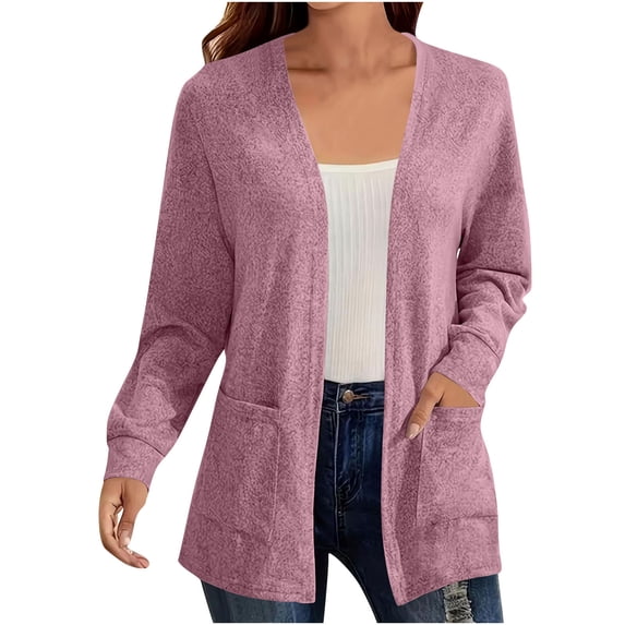 Gytharion Women's Plus Size Longline Cardigan Sweaters Open Front Straight Hem Long Sleeve Knit Cardigans with Patch Pockets Longline Cardigans