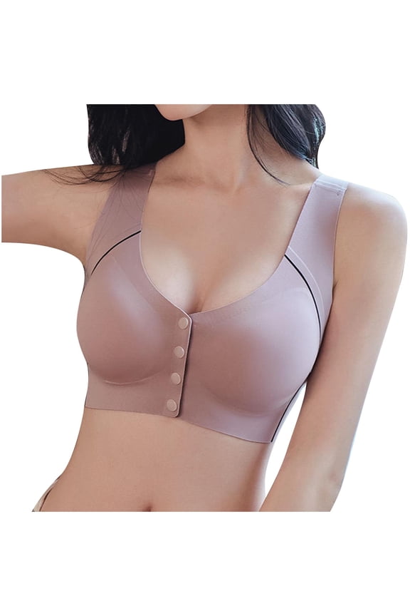 Women's Plus Size Maternity Nursing Bras Wireless Push Up Seamless Front Snap Closure Breastfeeding Bras Soft Breathable Wide Shoulder Straps Pregnancy Bras for Postpartum