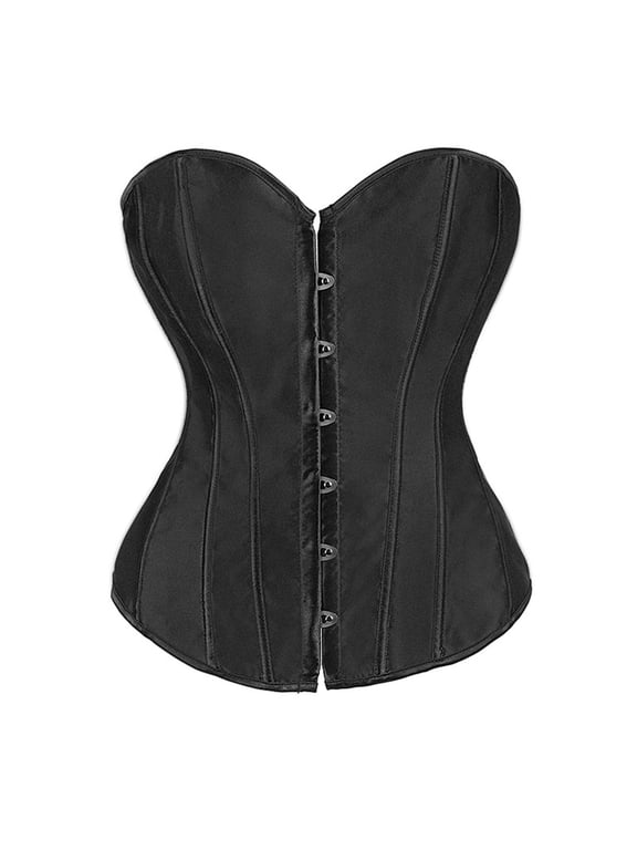 Women's Plus Size Solid Color Bust Lift Shapewear Tops Vintage Tummy Control Waist Slimming Boned Corsets Strapless Sweetheart Neck Front Busk Closure Bustiers