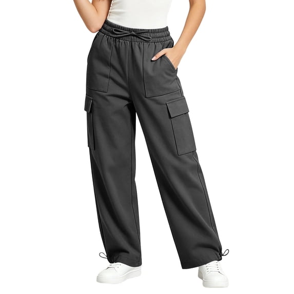 Gytharion Women's Plus Size Solid Color Cargo Pants Straight Leg Casual Trousers with Pockets Casual Athletic Work Pants