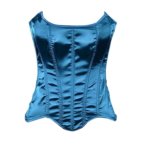 Gytharion Women's Plus Size Solid Color Satin Silk Corsets Strapless Boned Bust Support Shapewear Tops Tummy Control Back Lace Up Waist Slimming Bustiers