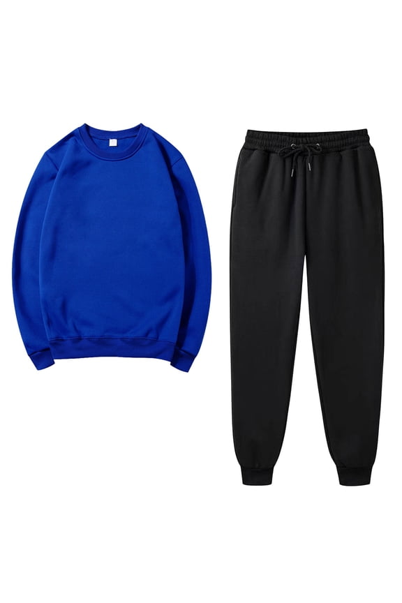 Women's Plus Size Solid Color Track Suits 2 Piece Classic Sports Sweatsuits Round Neck Pullover Sweatshirts and Drawstring Elastic Waist Trousers Workout Running Jogger Sets