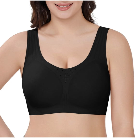 Gytharion Women's Plus Size Wireless Bras Solid Color Wide Straps Smooth Cups Seamless Bras Comfortable Everyday Full Coverage Bras