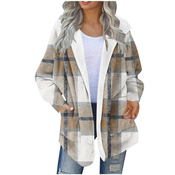 Gytharion Women's Printed Hooded Jackets Fashionable Long Sleeve Fuzzy Coat Winter Soft Comfy Fleece Warm Casual Outerwear with Pockets