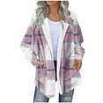 thumbnail image 1 of Gytharion Women's Printed Hooded Jackets Fashionable Long Sleeve Fuzzy Coat Winter Soft Comfy Fleece Warm Casual Outerwear with Pockets, 1 of 5