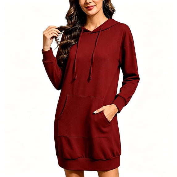 Gytharion Women's Pullover Hoodie Dresses Long Sleeve Sporty Style Sweatshirt Dresses Comfortable Classic Stylish Versatile Casual Dresses