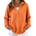 thumbnail image 1 of Gytharion Women's Quarter Zip Sweatshirts Long Sleeve Hooded Collar Sporty Pullovers Front Pocket Casual Loose Fit Versatile Tops for Fall and Winter, 1 of 7