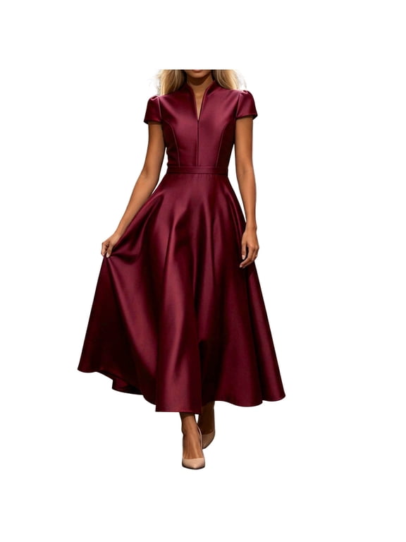Women's Satin Look A-Line Dresses Sleeveless Classic Special Occasion Formal Dresses Floor Length Stylish Sophisticated Evening Gowns