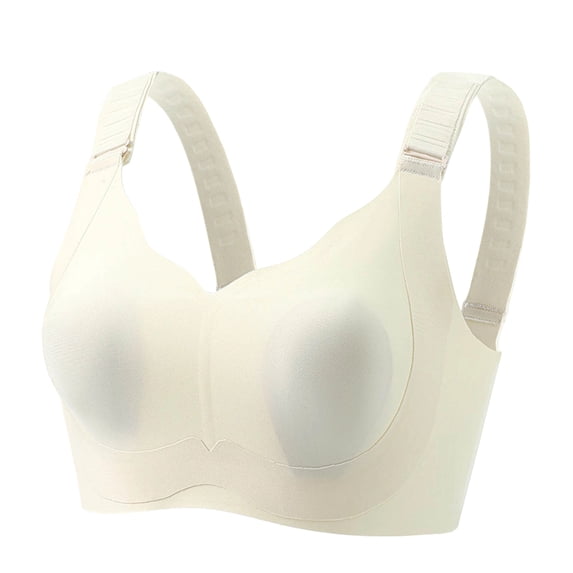 Gytharion Women's Seamless Bras Solid Color Scalloped V Neck Wide Straps T Shirt Bras Soft Everyday Wireless Bras