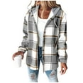 thumbnail image 1 of Gytharion Women's Sherpa Fleece Lined Jackets Fashion Casual Plaid Printed Button Down Hooded Coat Winter Soft Comfy Long Sleeve Warm Fuzzy Outerwear with Pockets, 1 of 6