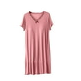 thumbnail image 1 of Gytharion Women's Short Sleeve Nightgowns Casual Solid Color V-Neck Sleepwears Soft Loose Nightshirt, 1 of 5