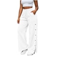 thumbnail image 1 of Gytharion Women's Side Button Slit Sweatpants with Pockets Solid Color High Waist Drawstring Loose Joggers Fashion Casual Track Pants, 1 of 8