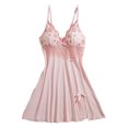 thumbnail image 1 of Gytharion Women's Silk Satin Nightgowns Cute Lace Bow V-Neck Spaghetti Strap Mini Sleepdress Soft Comfy Sleeveless Cami Nightdress Loungewear Sleepwear for Women, 1 of 7