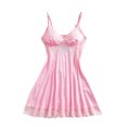 thumbnail image 1 of Gytharion Women's Silk Satin Nightgowns Cute Lace Bow V-Neck Spaghetti Strap Mini Sleepdress Soft Comfy Sleeveless Cami Nightdress Loungewear Sleepwear for Women, 1 of 7