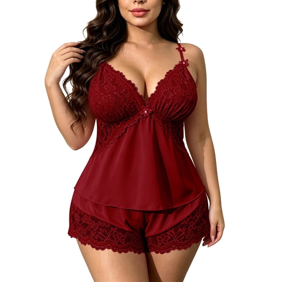 Gytharion Women's Soft Sleep Sling Pajama Sets Camisole Tops and Cute Lace Shorts 2 Piece Home Wear Sets for Women Summer Lounge Sets