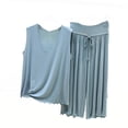 thumbnail image 1 of Gytharion Women's Soild Color Sleep Sets 2 Piece Summer Pajama Sets V-neck Sleeveless Tops with Ruffled Drawstring Pants, 1 of 3