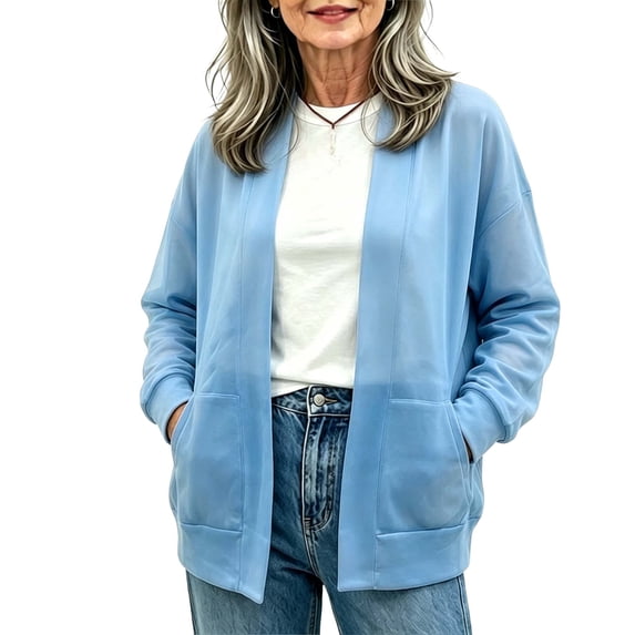 Gytharion Women's Solid Color Cardigan Coats Open Front Long Sleeve Cardigans Fall and Winter Fashion Casual Coats with Pockets