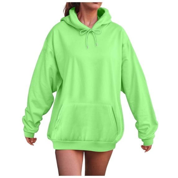 Gytharion Women's Solid Drawstring Hoodies Fall Winter Loose Comfort Long Sleeve Hooded Sweatshirt Fashion Casual Mid-Length Pullover Blouse with Front Pocket