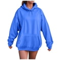 thumbnail image 1 of Gytharion Women's Solid Drawstring Hoodies Fall Winter Loose Comfort Long Sleeve Hooded Sweatshirt Fashion Casual Mid-Length Pullover Blouse with Front Pocket, 1 of 4