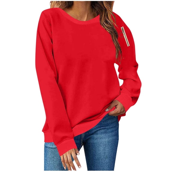 Gytharion Women's Solid Sweatshirts Fashion Casual Long Sleeve Fleece Warm Pullover Top Loose Comfy Crew Neck Drop Shoulder Shirts for Women