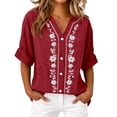 thumbnail image 1 of Gytharion Women's Spring and Summer Half Sleeves Cardigans V Neck Casual Solid Color Cardigan Cotton and Linen Button Front Tops, 1 of 4