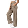 thumbnail image 1 of Gytharion Women's Straight Leg Sweatpants High Waist Side Slit Lounge Pants Elastic Waist Relaxed Fit Casual Pants with Pockets for Travel, 1 of 8
