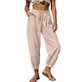 thumbnail image 1 of Gytharion Women's Stripes Cuffed Pants Drawstring Elastic Waist with Pockets Casual Loose Trousers, 1 of 8