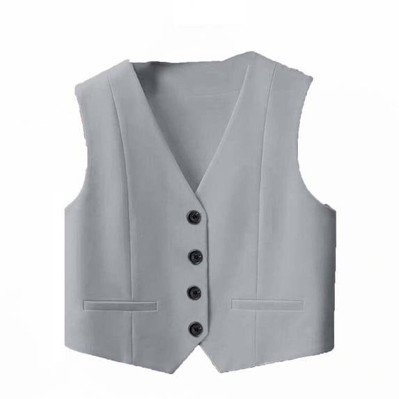 Gytharion Women's Suit Waistcoats Solid Color V Neck Button Down Blazer Vests Sleeveless Open Front Casual Waistcoats