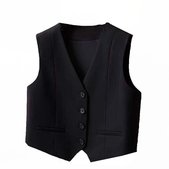 Gytharion Women's Suit Waistcoats Solid Color V Neck Button Down Blazer Vests Sleeveless Open Front Casual Waistcoats