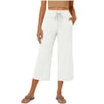 thumbnail image 1 of Gytharion Women's Summer Capri Pants with Pockets Casual Wide Leg Capri Pants Flowy Waisted Drawstring Capri Pants, 1 of 4
