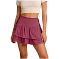 thumbnail image 1 of Gytharion Women's Tiered Ruffle Mini Skirts Trendy Solid Elastic High-Waist Drawstring Short Skirt Soft Comfy A-Line Tennis Golf Athletic Skirt, 1 of 5