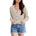 thumbnail image 1 of Gytharion Women's V Neck Sweaters Loose Solid Color Long Sleeve Ribbed Knit Pullovers Casual Fashion Basic Knitted Blouses, 1 of 5