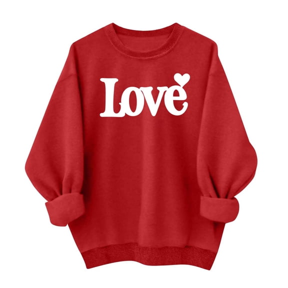 Gytharion Women's Valentine's Day Sweatshirts Long Sleeve Crew Neck Pullover Tops Cute Bow Love Heart Print Blouse Loose Comfy Valentines Shirts for Girlfriends