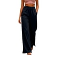 thumbnail image 1 of Gytharion Women's Wide Leg Yoga Sweatpants Solid Color High Waist Elastic Drawstring Loose Split Joggers Casual Track Pants with Pockets, 1 of 5