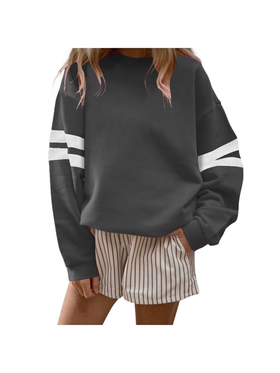 Women's Winter Sweatshirts Fashion Casual Long Sleeve Drop Shoulder Blouse Plus Size Loose Cozy Crew Neck Pullover Tops for Women
