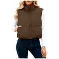 thumbnail image 1 of Gytharion Women's Winter Warm Down Vest Solid Cropped Sleeveless Puffer Jacket Lightweight Comfy Full Zip Up Stand Collar Outerwear Coat with Pockets, 1 of 8